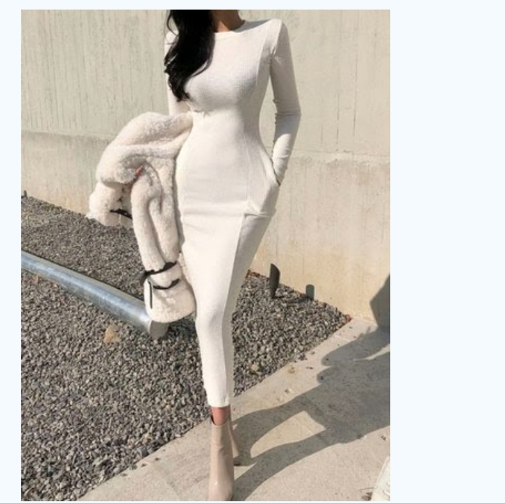 StyleWe Daily Long sleeve Crew Neck Simple Plain Dress